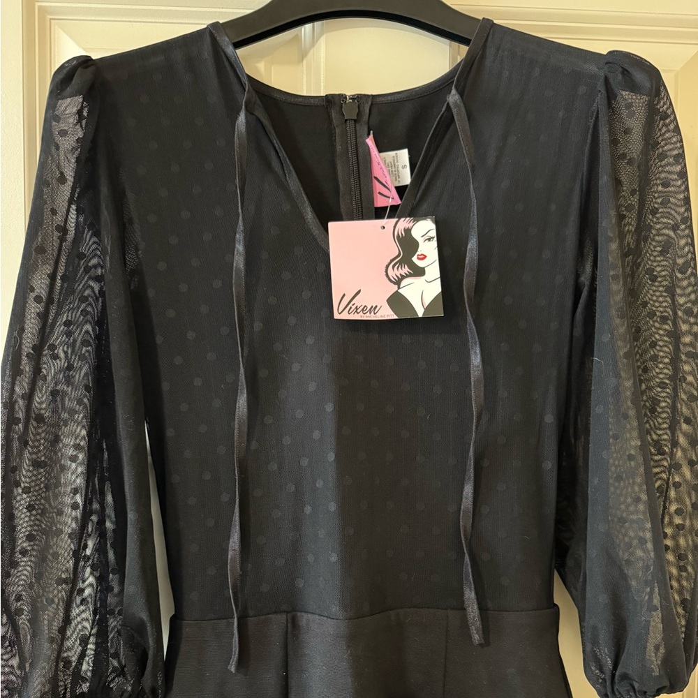 Vixen by Micheline Pitt NWT midi/body-con dress with lace overlay.